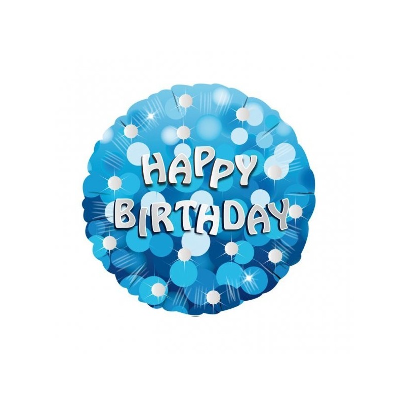 Anagram 18 Inch Holo Everts Foil Balloon - Birthday Blue