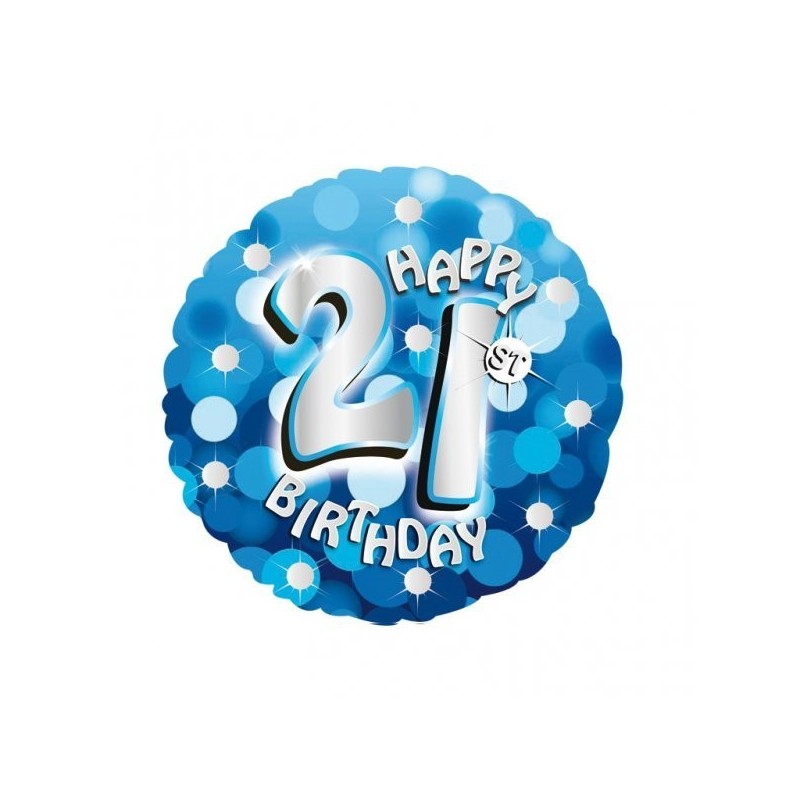 Anagram 18 Inch Holo Everts Foil Balloon - Birthday Blue 21