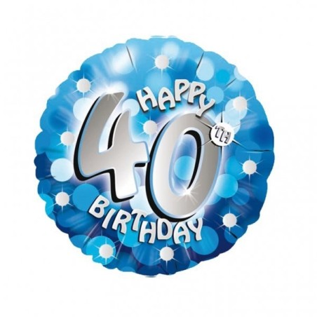 Anagram 18 Inch Holo Everts Foil Balloon - Birthday Blue 40