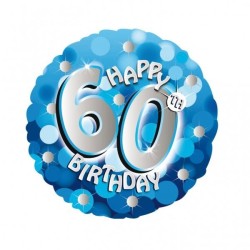 Anagram 18 Inch Holo Everts Foil Balloon - Birthday Blue 60