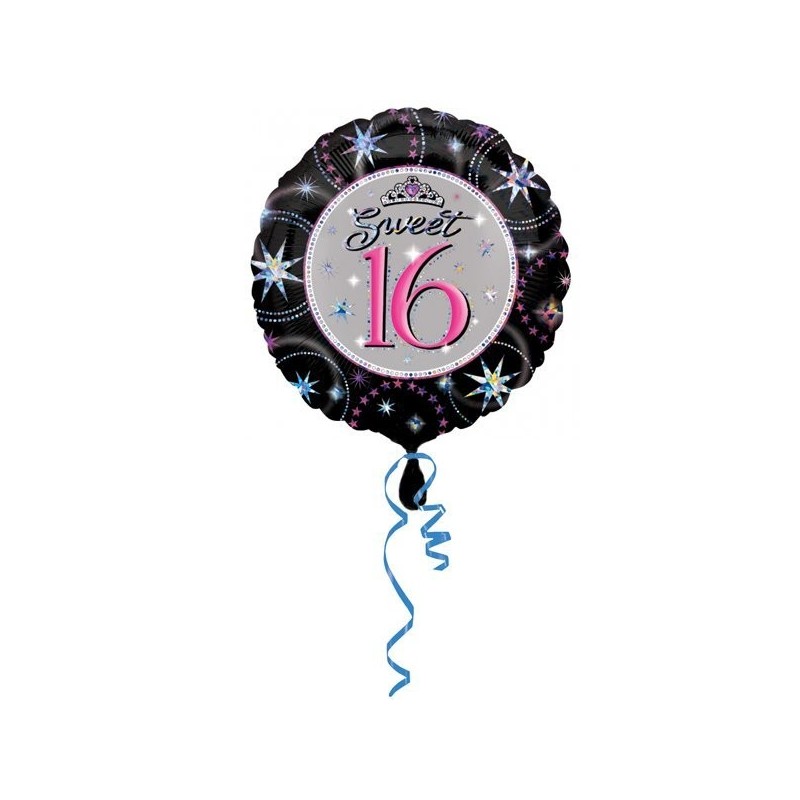 Anagram 18 Inch Circle Foil Balloon - Prismatic Sweet 16 Sparkle
