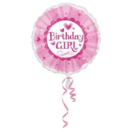 Anagram 18 Inch Circle Foil Balloon - Birthday Girl Pink Sparkle Tutu