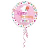 Anagram 18 Inch Circle Foil Balloon - Happy Birthday Youre One Girl