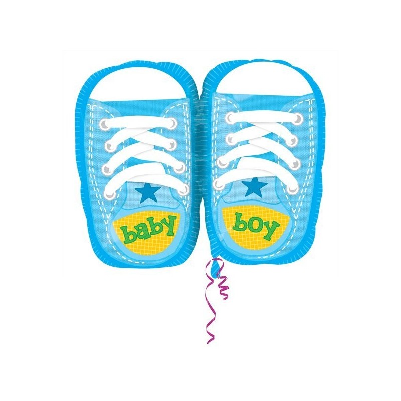 Anagram 18 Inch Junior Shape Foil Balloon - Baby Boy Sporty Blue Kicks