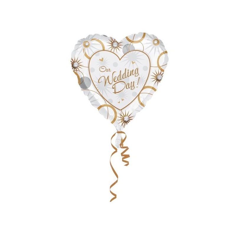 Anagram 18 Inch Heart Foil Balloon - Our Wedding Day