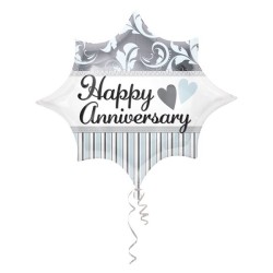 Anagram 18 Inch Junior Shape Foil Balloon - Elegant Happy Anniversary