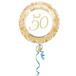 Anagram 18 Inch Circle Foil Balloon - 50th Anniversary