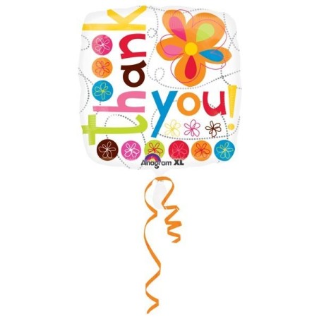 Anagram 18 Inch Circle Foil Balloon - Thank You Colourful Flowers