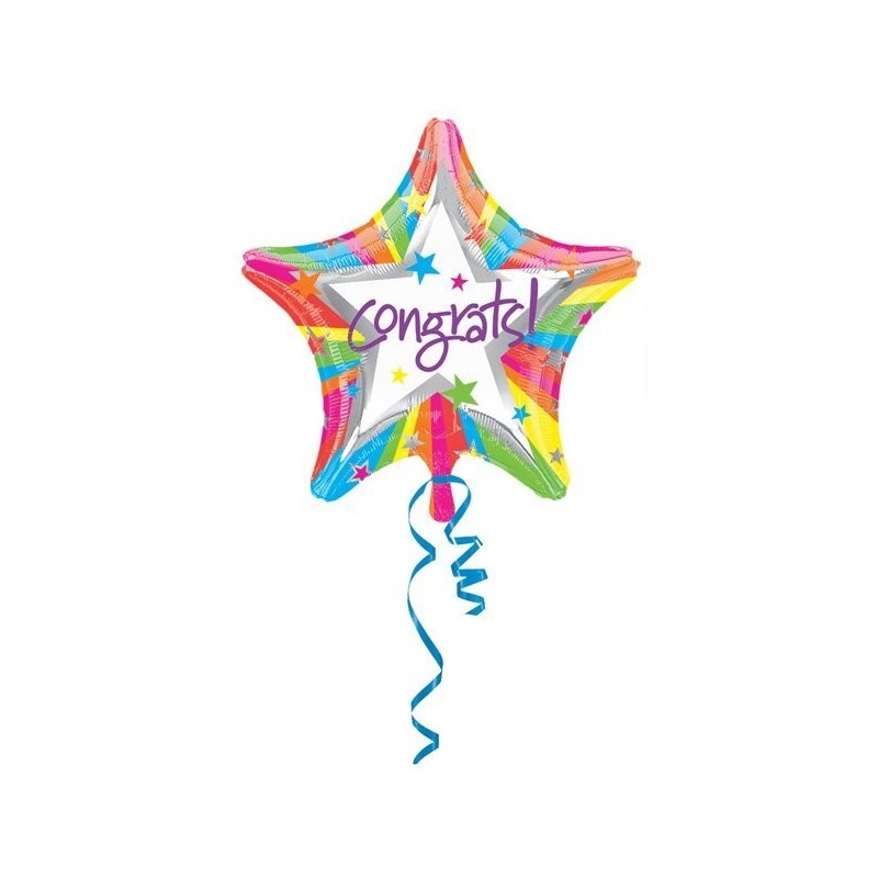 Anagram 18 Inch Star Foil Balloon - Rainbow Congrats