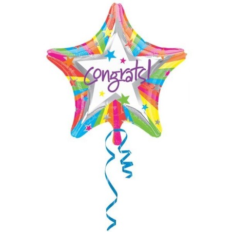 Anagram 18 Inch Star Foil Balloon - Rainbow Congrats
