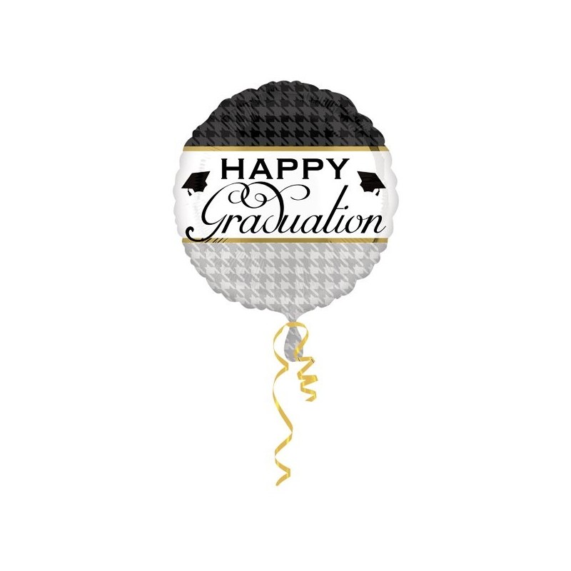 Anagram 18 Inch Circle Foil Balloon - Houndstooth Elegant Graduate