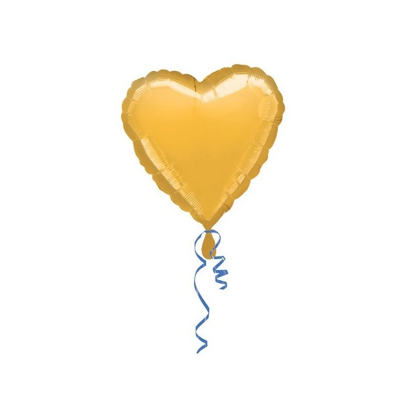 Anagram 18 Inch Heart Foil Balloon - Gold/Gold