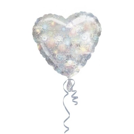 Anagram 18 Inch Heart Foil Balloon - Holo Fireworks