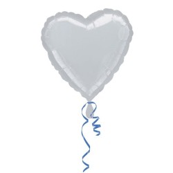 Anagram 18 Inch Heart Foil Balloon - Silver/Silver
