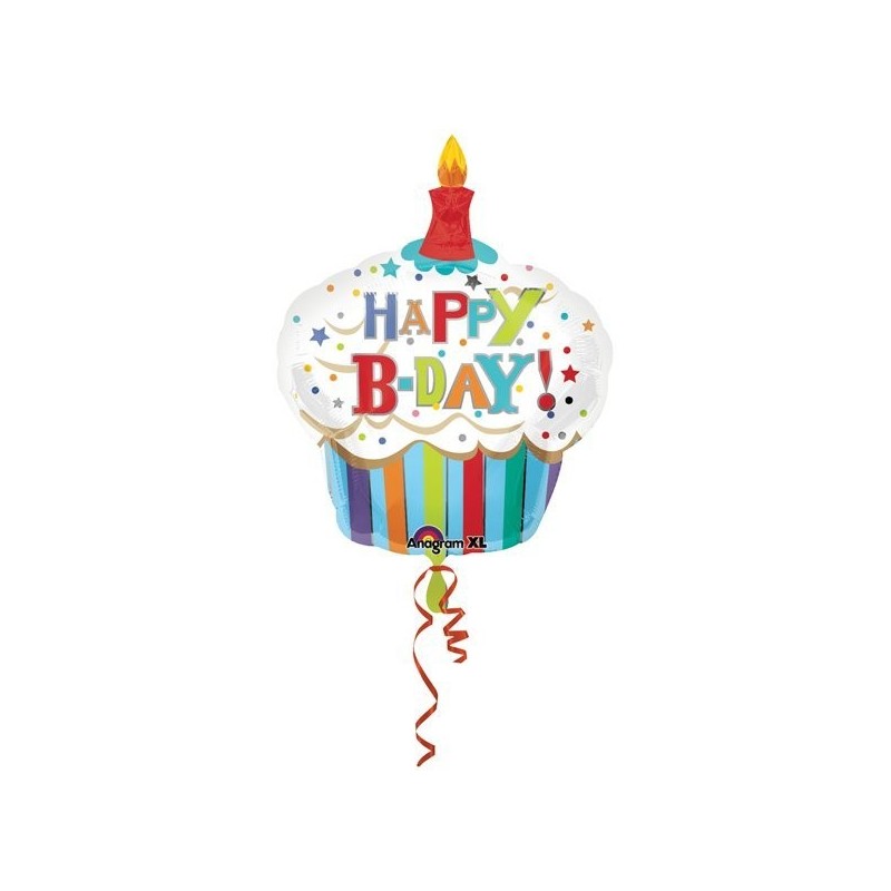 Anagram Supershape - Happy Birthday Striped Cupcake