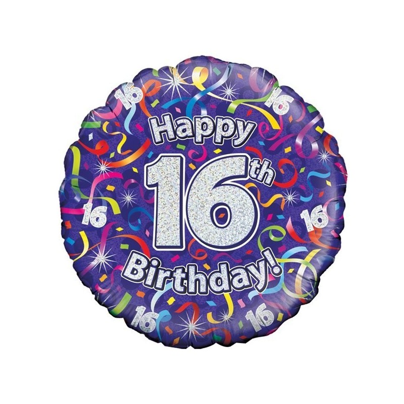 Oaktree 18 Inch 16th Birthday Streamers Holographic