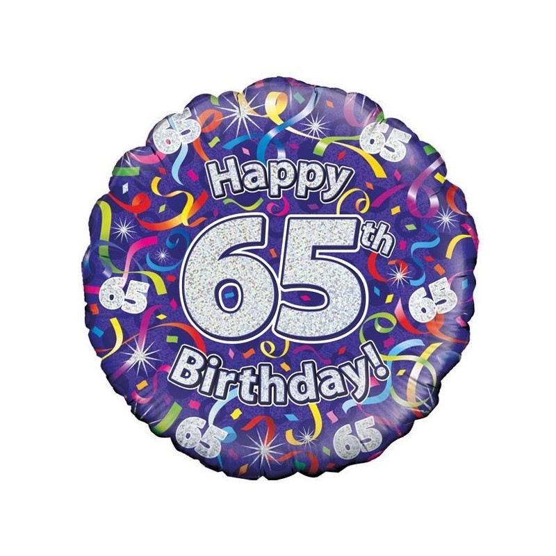 Oaktree 18 Inch 65th Birthday Streamers Holographic