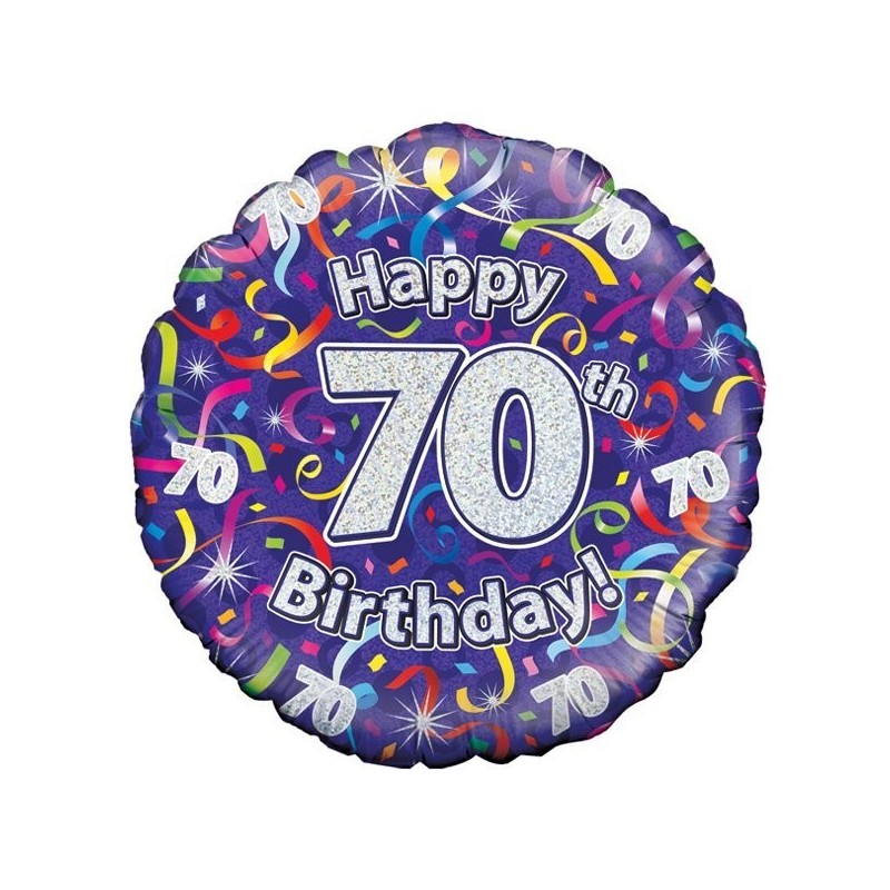 Oaktree 18 Inch 70th Birthday Streamers Holographic