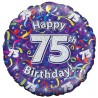 Oaktree 18 Inch 75th Birthday Streamers Holographic