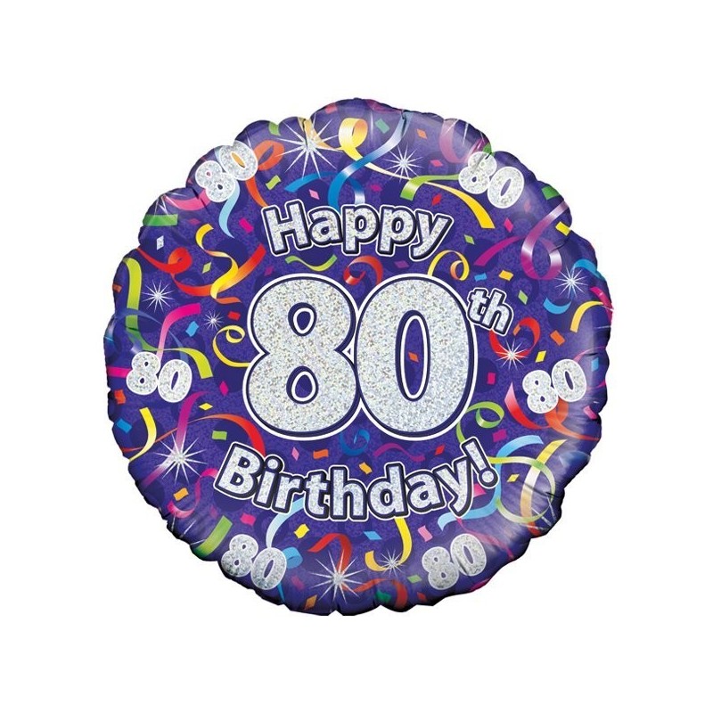 Oaktree 18 Inch 80th Birthday Streamers Holographic