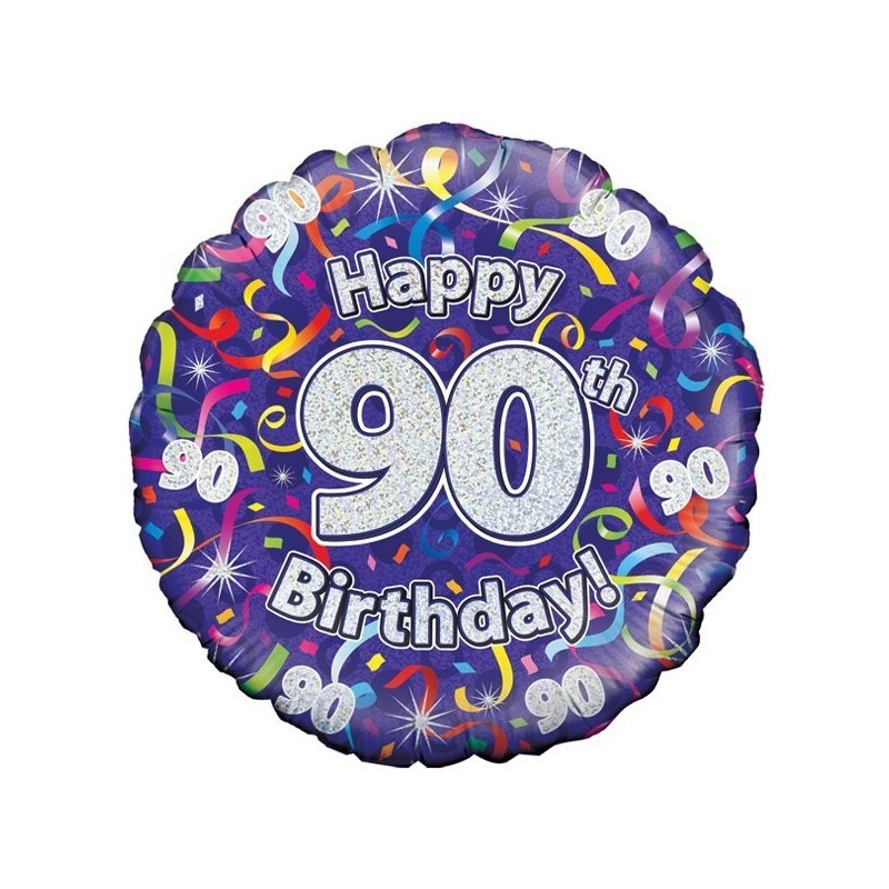 Oaktree 18 Inch 90th Birthday Streamers Holographic