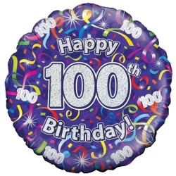 Oaktree 18 Inch 100th Birthday Streamers Holographic