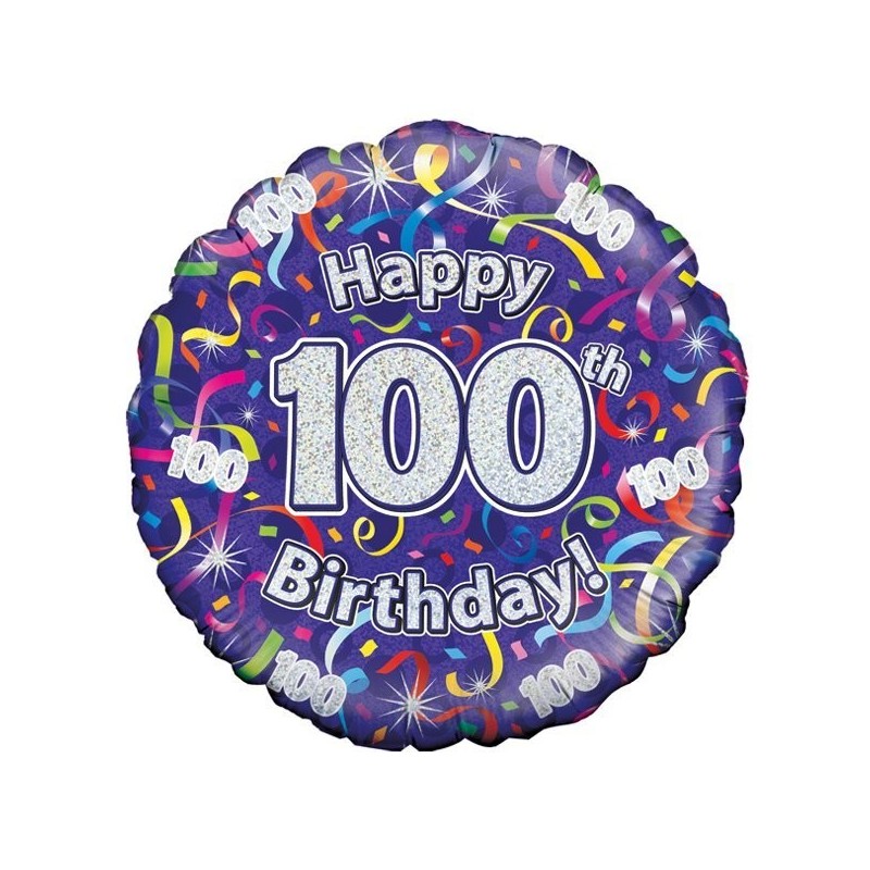 Oaktree 18 Inch 100th Birthday Streamers Holographic