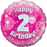 Oaktree 18 Inch Happy 2nd Birthday Pink Holographic