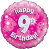 Oaktree 18 Inch Happy 9th Birthday Pink Holographic
