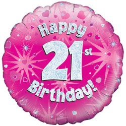 Oaktree 18 Inch Happy 21st Birthday Pink Holographic
