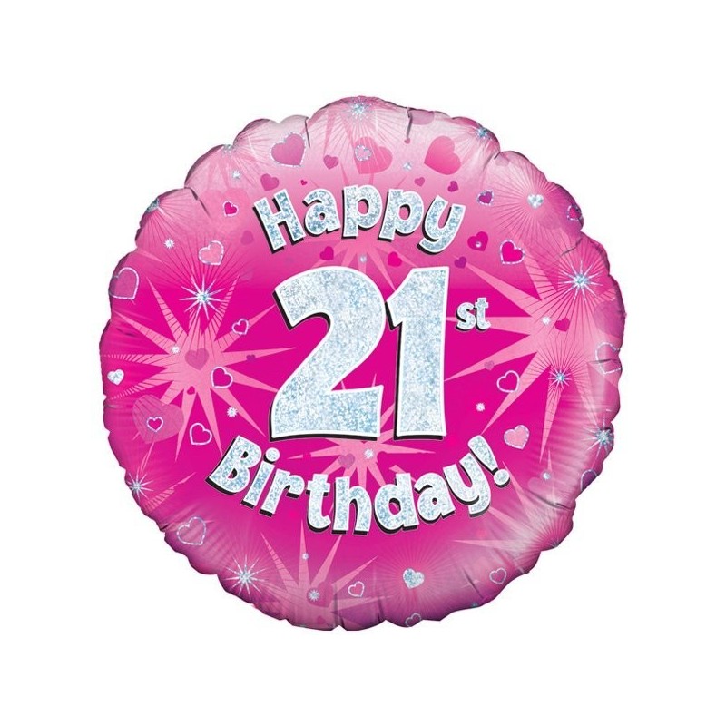 Oaktree 18 Inch Happy 21st Birthday Pink Holographic