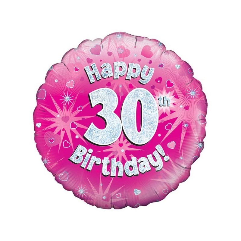 Oaktree 18 Inch Happy 30th Birthday Pink Holographic