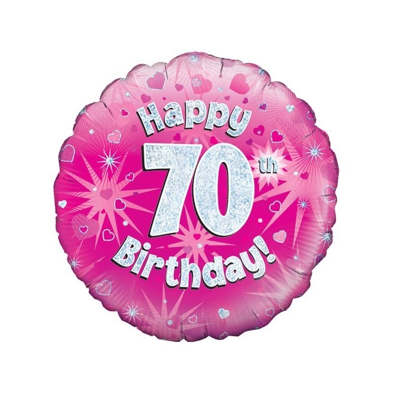 Oaktree 18 Inch Happy 70th Birthday Pink Holographic