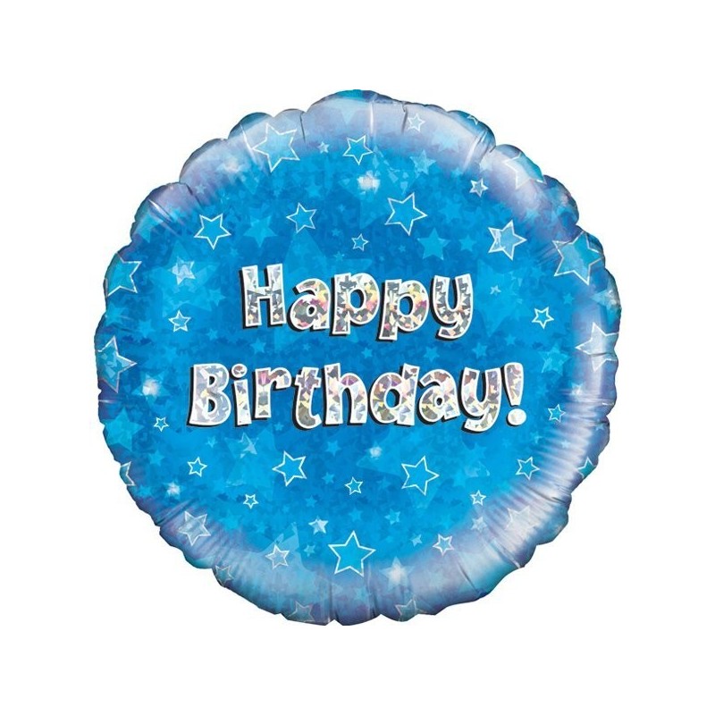 Oaktree 18 Inch Happy Birthday Blue Holographic