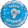 Oaktree 18 Inch Happy 9th Birthday Blue Holographic