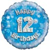 Oaktree 18 Inch Happy 12th Birthday Blue Holographic