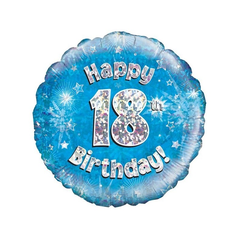 Oaktree 18 Inch Happy 18th Birthday Blue Holographic