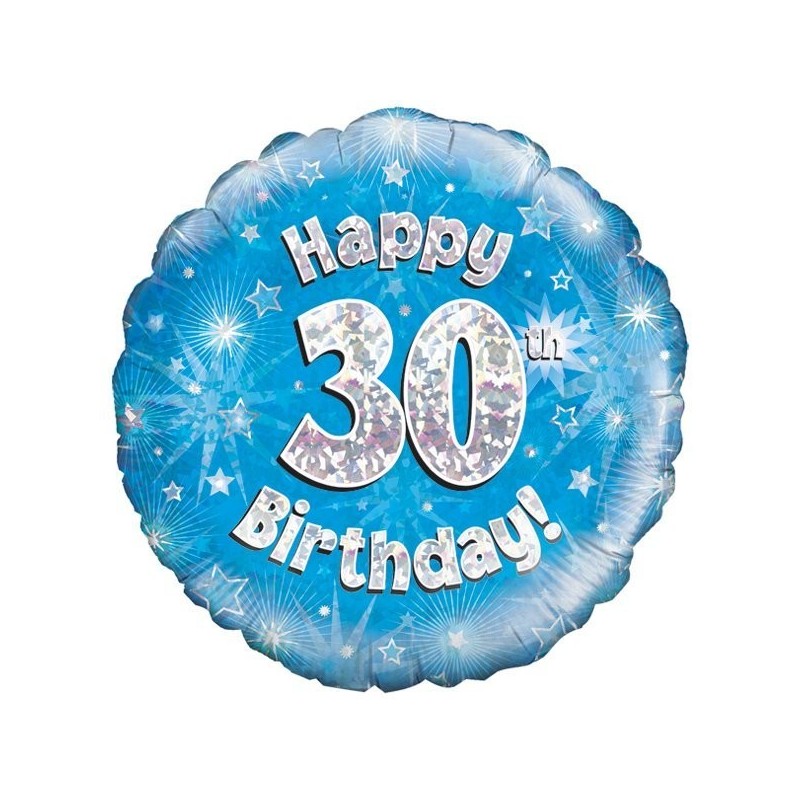 Oaktree 18 Inch Happy 30th Birthday Blue Holographic