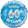 Oaktree 18 Inch Happy 60th Birthday Blue Holographic