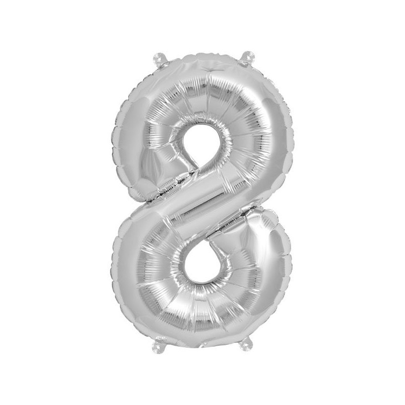 NorthStar 16 Inch Number Balloon 8 Silver