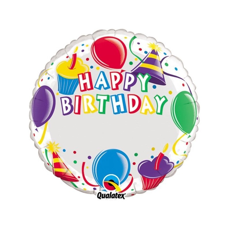 Qualatex 18 Inch Round Foil Balloon - Birthday Cupcakes