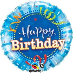 Qualatex 18 Inch Round Foil Balloon - Birthday Bright Blue