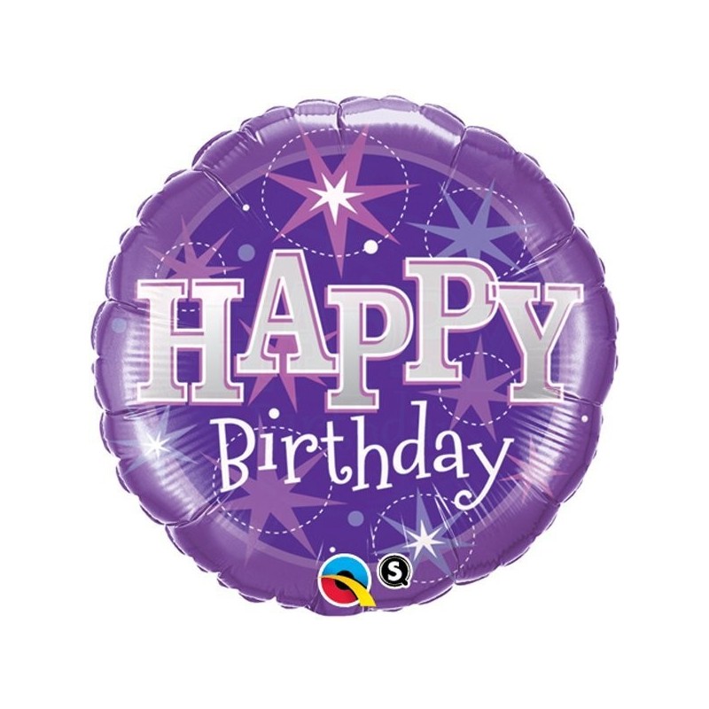 Qualatex 18 Inch Round Foil Balloon - Birthday Purple Sparkle