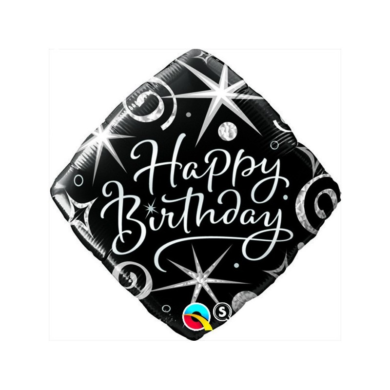 Qualatex 18 Inch Diamond Foil Balloon - Birthday Elegant Sparkles & Swirls