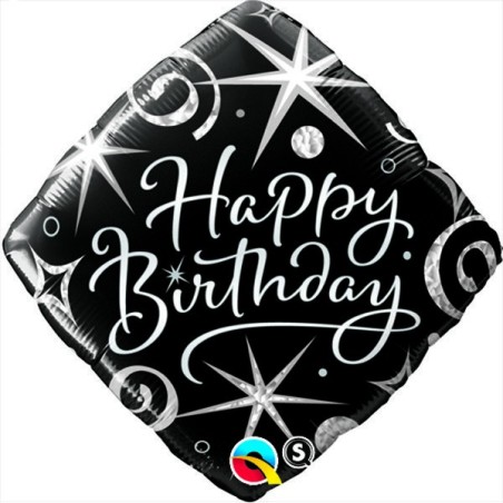 Qualatex 18 Inch Diamond Foil Balloon - Birthday Elegant Sparkles & Swirls