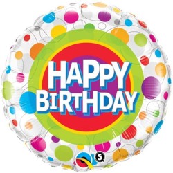 Qualatex 18 Inch Round Foil Balloon - Birthday Colourful Dots