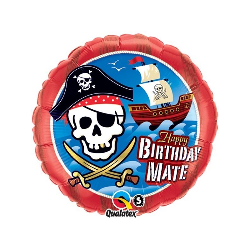 Qualatex 18 Inch Round Foil Balloon - Birthday Mate Pirate Ship