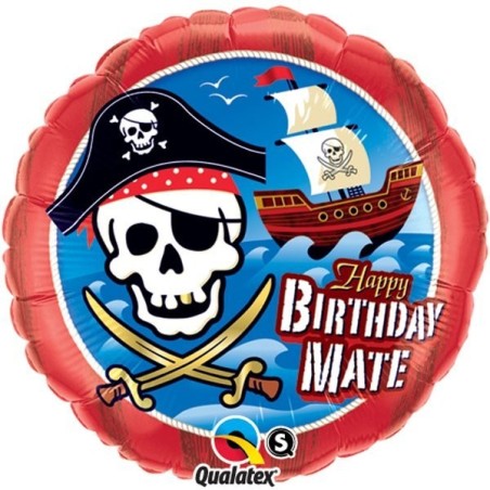 Qualatex 18 Inch Round Foil Balloon - Birthday Mate Pirate Ship