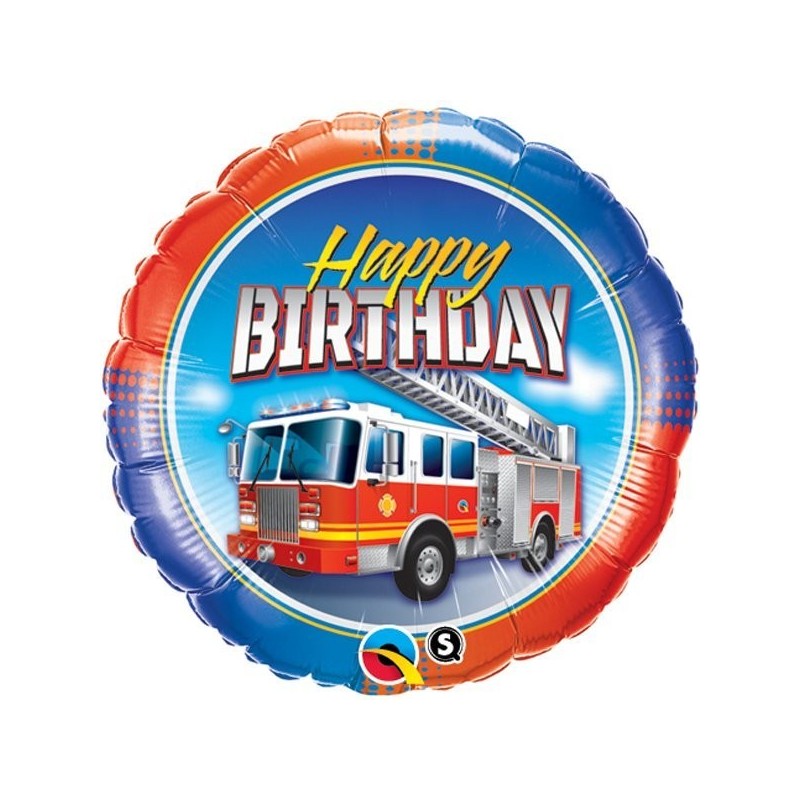 Qualatex 18 Inch Round Foil Balloon - Birthday Fire Truck