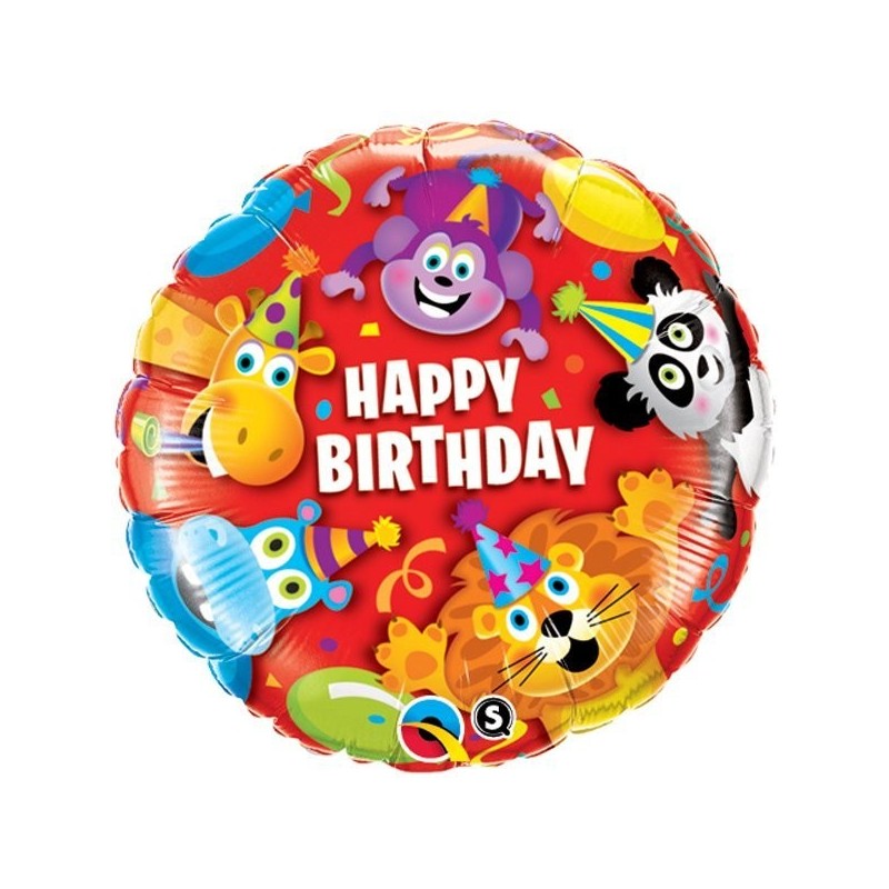 Qualatex 18 Inch Round Foil Balloon - Birthday Party Animals